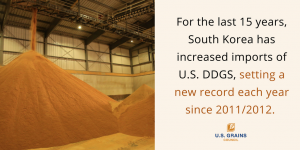 Two Piles of Grain next to South Korean Import Facts