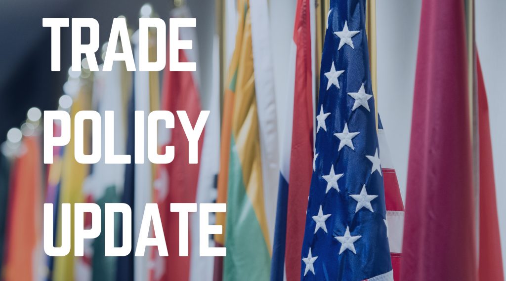 Trade Policy Update words Next to National Flags