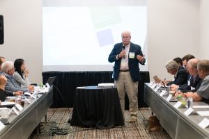 Tom Sleight speaking at a meeting