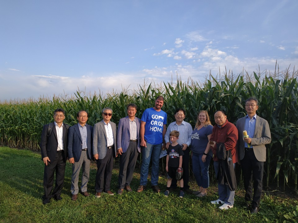 team in corn field