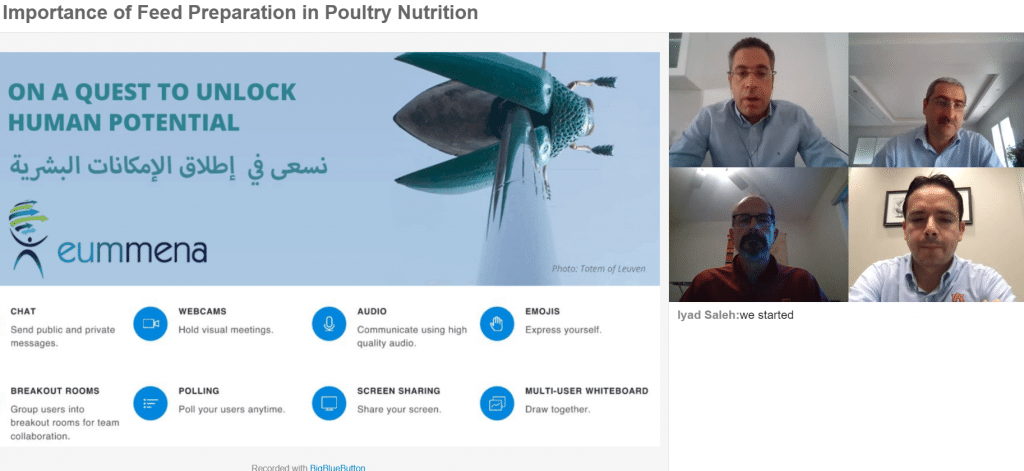 4 People in Online Meeting about Importance of Feed Preparation in Poultry Nutrition
