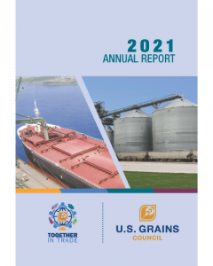 image of boat and grain elevator on brochure cover