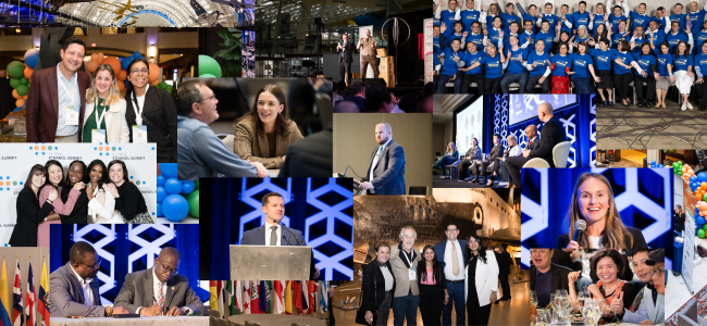 A collage of photos from a conference event