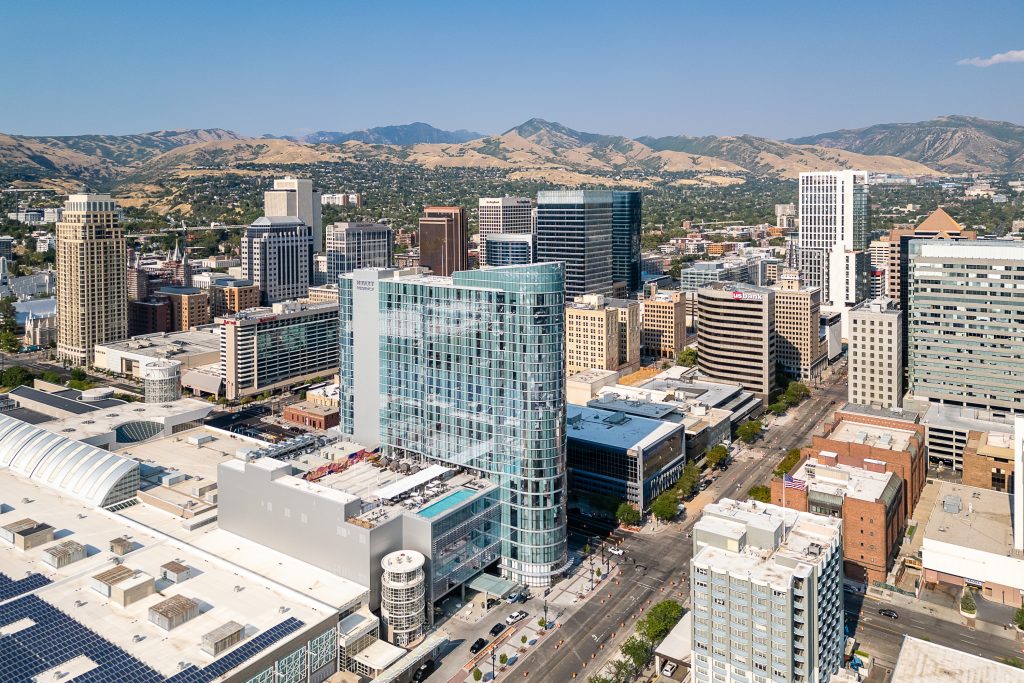 An overhead photo of Salt Lake City